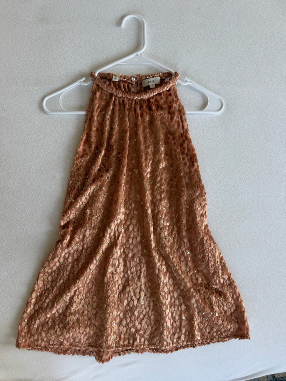 A.L.C. Sleeveless Metallic Dot Burnout Rust-Copper Camisole